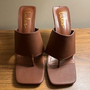 Loulin Brown Pebbled High Heel Sandals